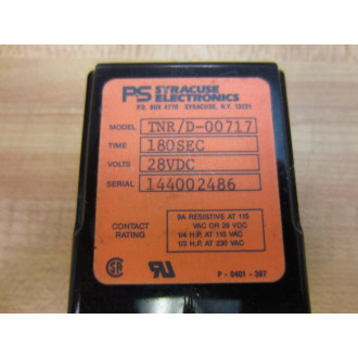 PS Syracuse TNRD-00717 Time-Delay Relay TNRD00717 WO Knob - New No Box