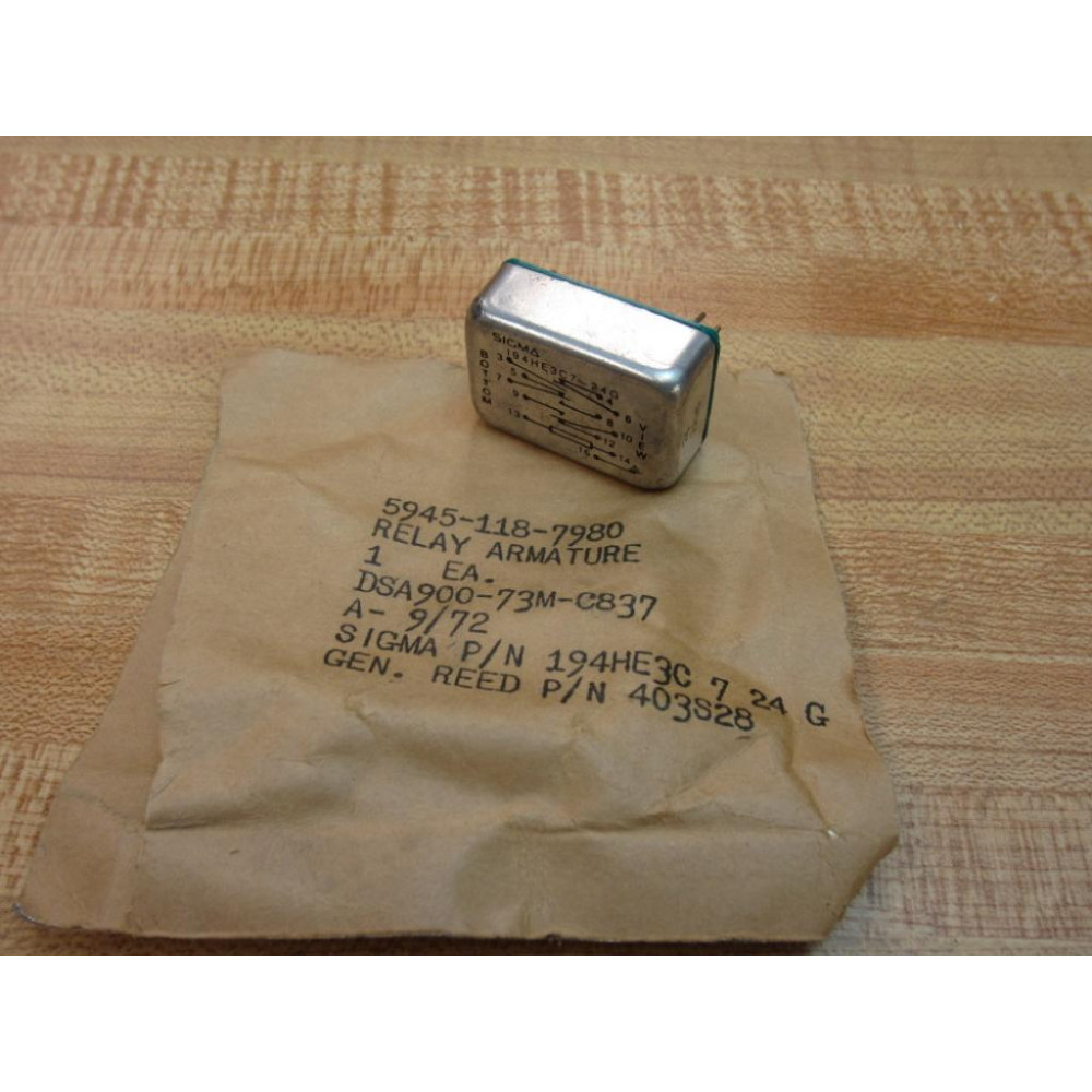 Sigma 5945-118-7980 Relay Armature 194HE3C7-24G