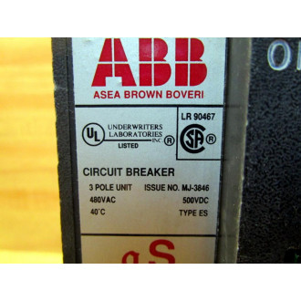 ABB MJ-3846 Circuit Breaker MJ3846 100A Missing Lugs - Used