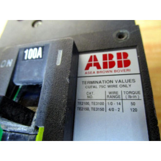 ABB MJ-3846 Circuit Breaker MJ3846 100A Missing Lugs - Used