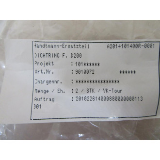 Handtmann-Ersatzteil 9010072 Sealing Ring - New No Box