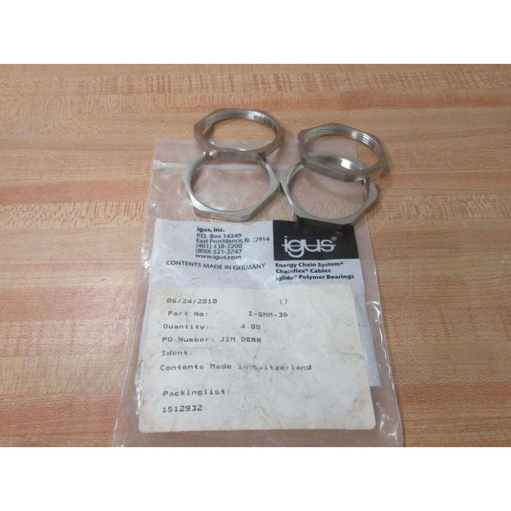 Igus I-GMM-36 Hex Nut IGMM36 (Pack of 4)