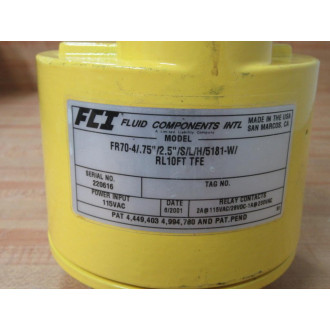 FCI FR70-4.75"2.5"SLH5181-WRL10FT TFE Flow Switch - New No Box