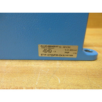 Allen Bradley 871F-D70NP50-D4A Proximity Sensor 871FD70NP50D4A - Used