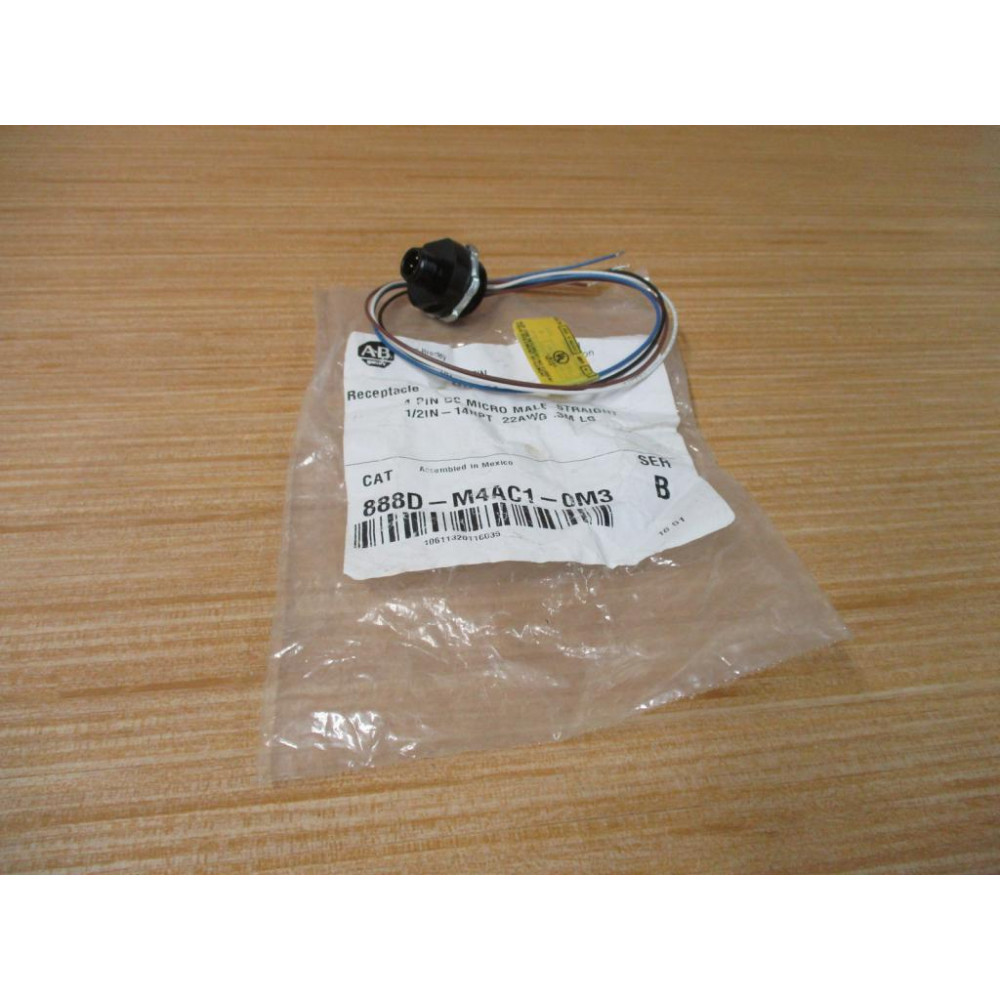Allen Bradley 888D-M4AC1-0M3 Receptacle 888DM4AC10M3 Ser. B