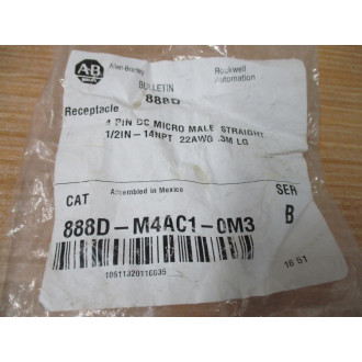 Allen Bradley 888D-M4AC1-0M3 Receptacle 888DM4AC10M3 Ser. B
