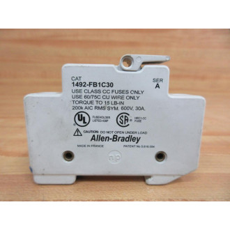 Allen Bradley 1492-FB1C30 Fuse Holder 1492FB1C30 30A 600V Series A - Used