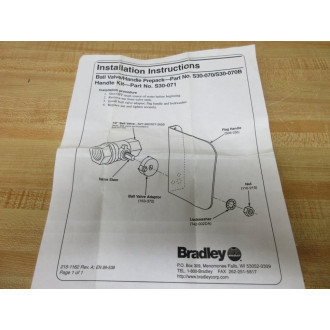 Bradley S30-071 Ball Valve Push Handle Kit S30071 - New No Box