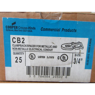 Cooper Crouse Hinds CB2 34" Clamp Back (Pack of 25)