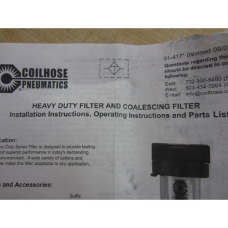 Coilhose Pneumatics 91-417 Heavy Duty Filter 91417 Missing Bowl