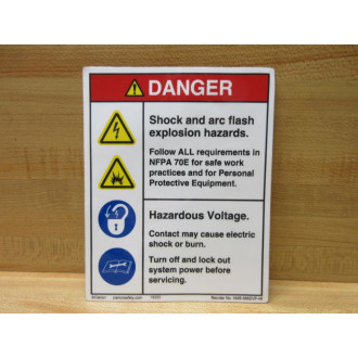 Clarion Safety HMS-586DVP-46 DANGER Shock and arc Sign (Pack of 2) - New No Box