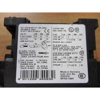 Siemens 3ZX1012-0RT02-1AA1 Contactor 3RT1026-1A..0 - New No Box