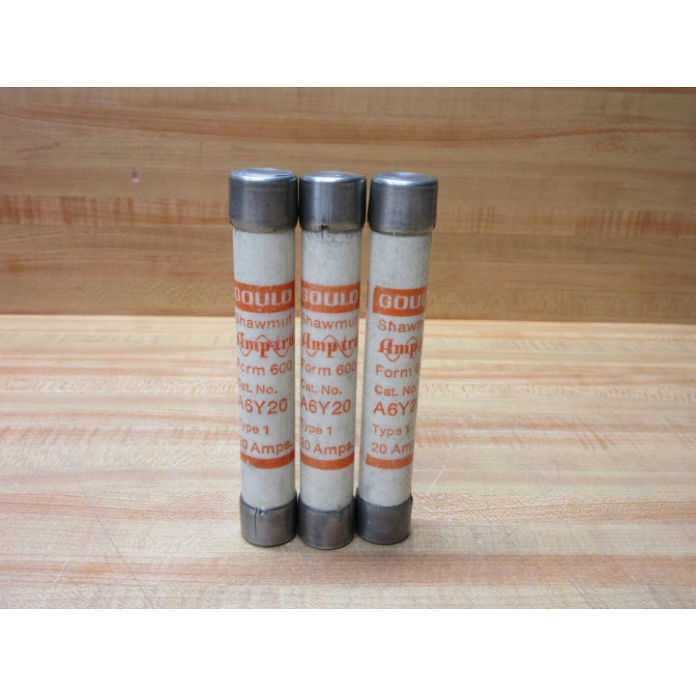 Gould Shawmut Ferraz Mersen A6Y20-1 Amp-Trap Fuse A6Y20 (Pack of 3) - New No Box