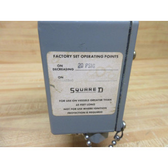 Square D 9012-GDW-2 Pressure Switch 9012GDW2 Series C - Used