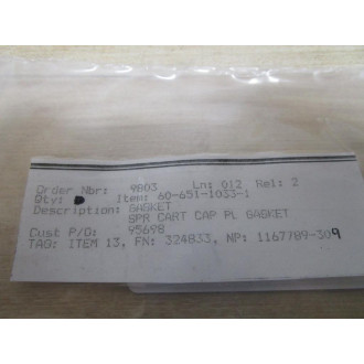 Garlock 60-651-1033-1 SPR Cart Cap  PL Gasket (Pack of 2) - New No Box