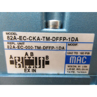 Mac Valves 82A-EC-CKA-TM-DFFP-1DA Solenoid Valve 82AEC000TMDFFP1DA - New No Box