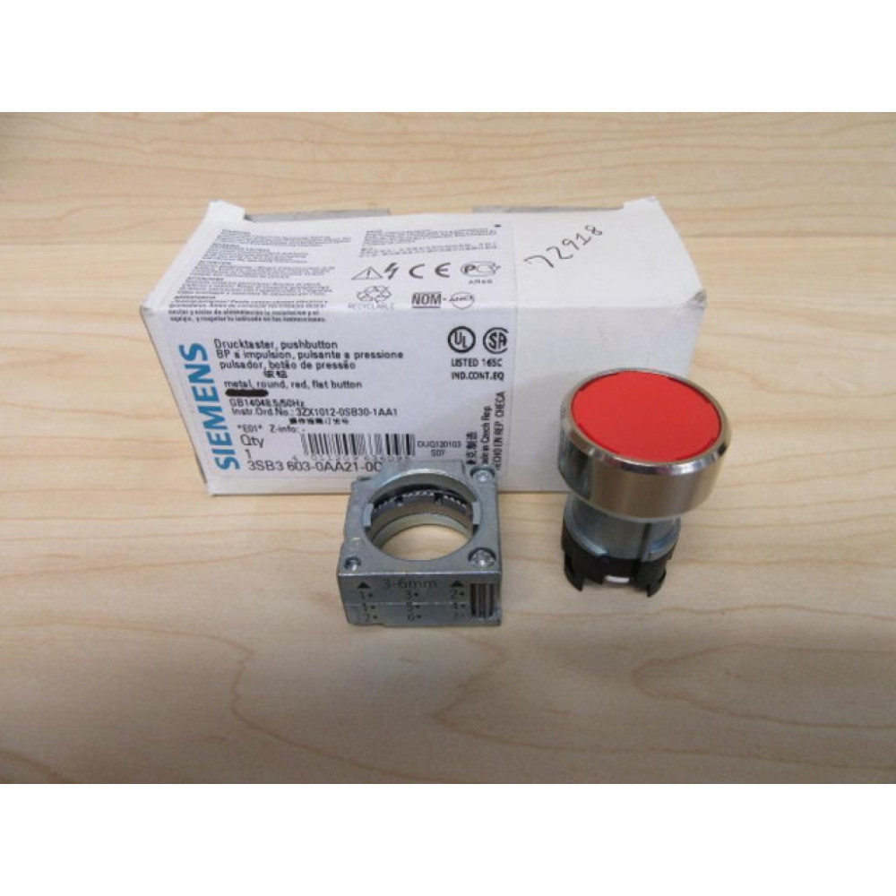Siemens 3SB3 603AA21-0CC0 Red Button 3SB3603AA210CC0