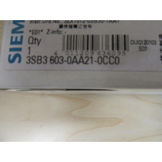 Siemens 3SB3 603AA21-0CC0 Red Button 3SB3603AA210CC0