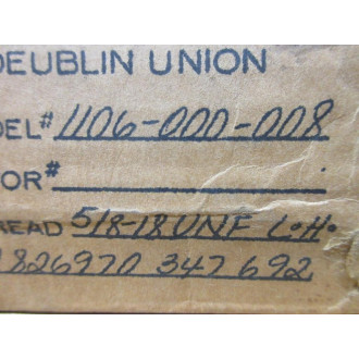 Deublin Union 1106-000-008 Rotary Union 1106000008