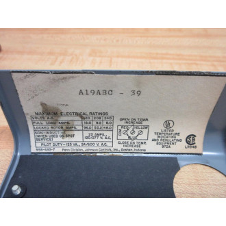 Johnson Controls A19ABC-39 Temperature Controller A19ABC39 - New No Box