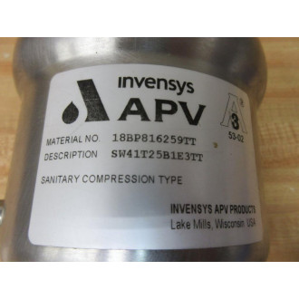 Invensys SW41T25B1E3TT APV Single Seat Valve 18BP816259TT - Used