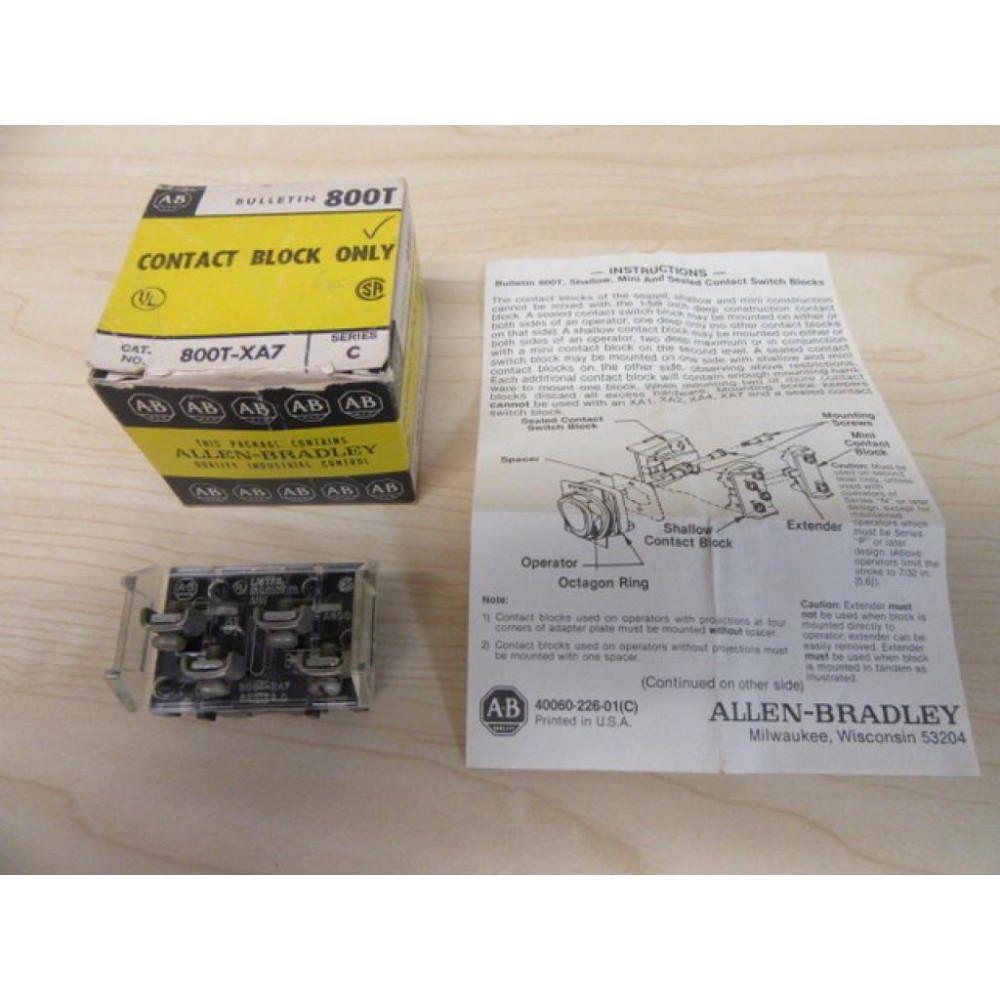 Allen Bradley 800T-XA7 Contact Block 800TXA7 Series C