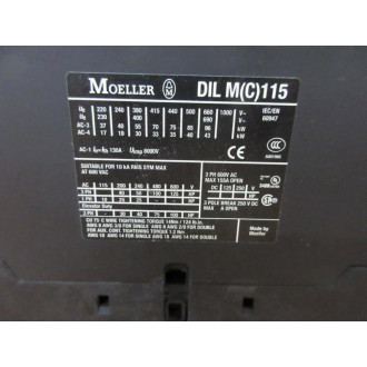 Moeller DILM115(RDC24) Eaton Contactor DILM115 - New No Box