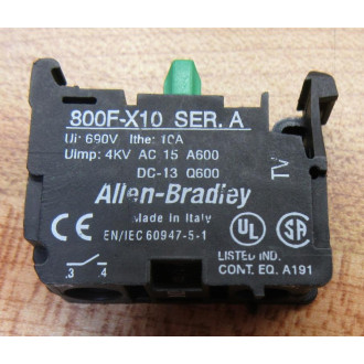 Allen Bradley 800F-X10 Contact Block 800F-X1O (Pack of 10) - New No Box