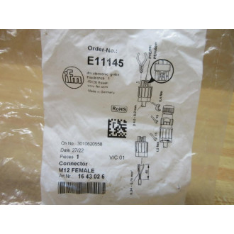 IFM Efector E11145 M12 Female Connector 1643026