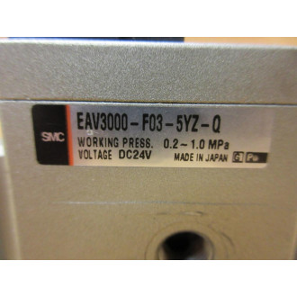 SMC EAV3000-F03-5YZ-Q Solenoid Valve EAV3000F035YZQ - Used