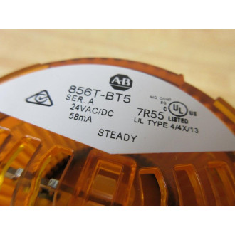 Allen Bradley 856T-BT5 Amber Stack Light 856T-BT5 WO Cap - New No Box