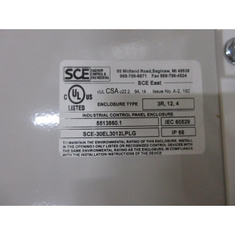 Saginaw Control & Engineering SCE-30EL3012LPLG Electrical Enclosure SCE30EL3012LPLG