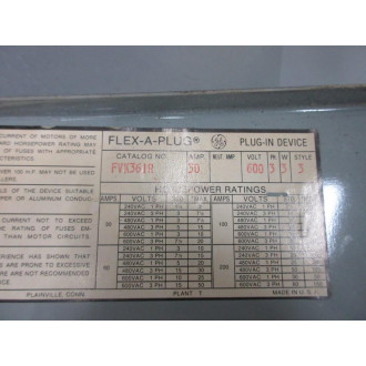 General Electric FVK-361R GE Fusible Bus Plug FVK361R Style 3 - Used