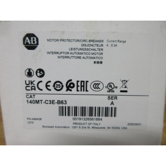 Allen Bradley 140MT-C3E-B63 6.3A Circuit Breaker 494438
