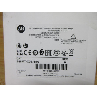 Allen Bradley 140MT-C3E-B40 4A Circuit Breaker 494437