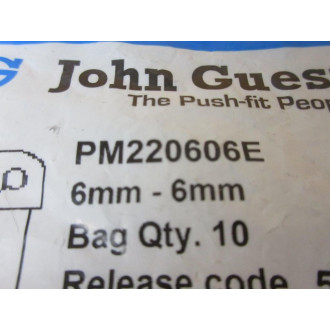 John Guest PM220606E Pneumatic Fitting (Pack of 10)