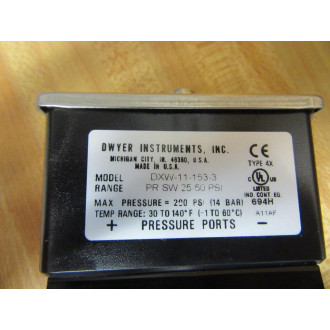 Dwyer DXW-11-153-3 Pressure Switch 101655-02