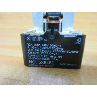 Dayton 5X848E Power Relay 240V 30A 2 Pole