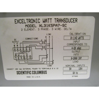 Scientific Columbus XL31K5PA7-SC Watt Transducer