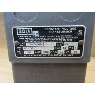 Sola 20-13-060 Constant Voltage Transformer - New No Box