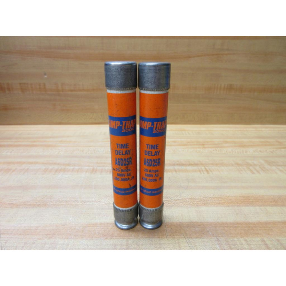 Gould Shawmut Ferraz Mersen A6D25R Fuse Cross Ref 4TCG9 (Pack of 2) - New No Box