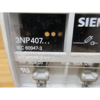 Siemens 3NP407 Recognized Fuse Holder Size 00 - New No Box