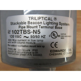 Edwards Company 102TBS-N5 Stack Safety Light 102TBSN5 With 14" Pole & Wiring, No Cap - Used