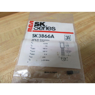 RCA SK3866S NPN Si Transistor (Pack of 4)