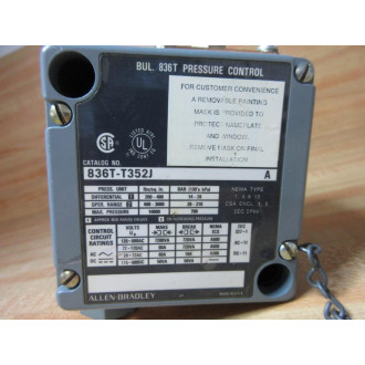 Allen Bradley 836T-T352J Pressure Control 836TT352J WO Connector - New No Box
