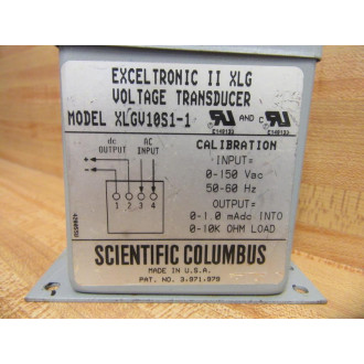 Scientific Columbus XLGV10S1-1 Voltage Transducer XLGV10S11 Tested - Used