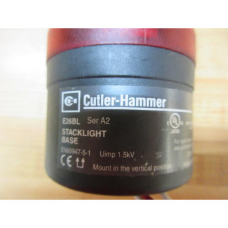 Cutler Hammer E26BL Eaton Stack Light Base With Red Lens - Used