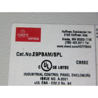 nVent Hoffman E9PBAMSPL Push Button Enclosure E9PBAMSPL - Used