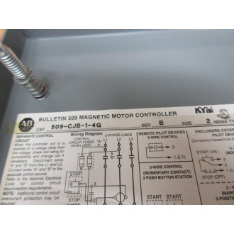 Allen Bradley 509-CBJ-1-4G Magnetic Motor Controller Enclosure - Used