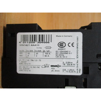 Siemens 3RV1421-4AA10 Circuit Breaker 11-16 AMP - Used
